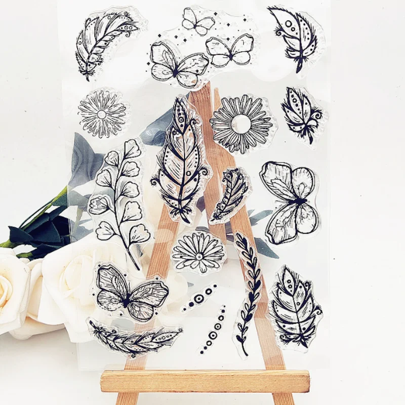 Прозрачные силиконовые готовые штампы в виде бабочек Листьев журнал сделай сам