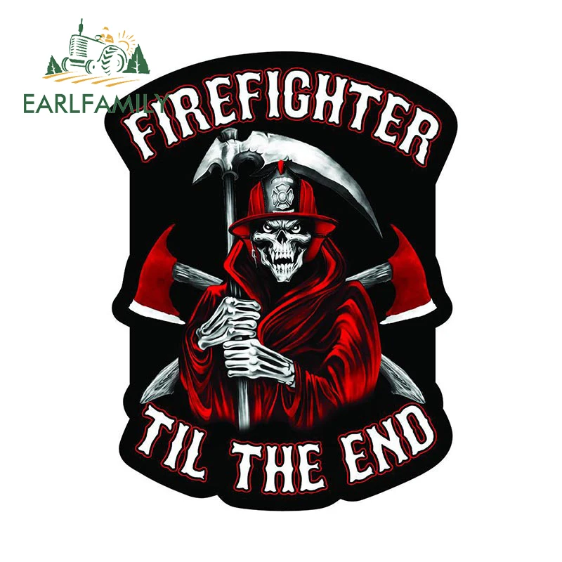

EARLFAMILY 13 см x 10 см Виниловая наклейка на автомобиль пожарный до конца наклейка на заднее ветровое стекло ящик для инструментов наклейки Череп человек Человек Спасательная команда наклейка s