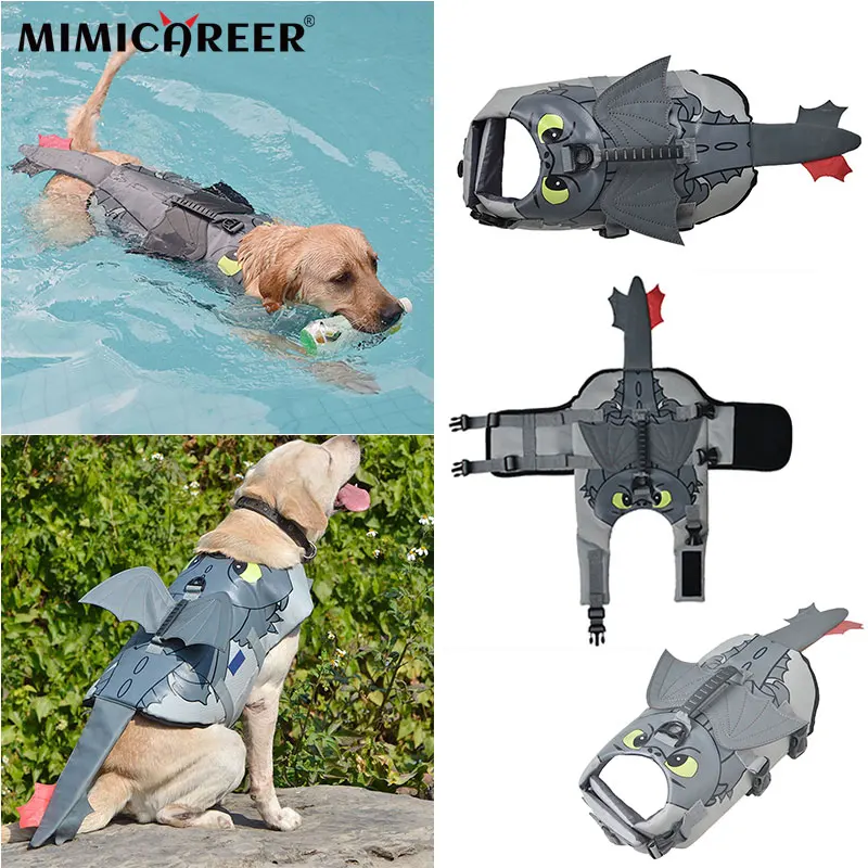 

Pet Dog Life Jacket Vest Clothes Life Vest Cosplay Dragon Harness Safety Swimsuit Pet Dog Swimming Summer Swimwear Pet Supplies