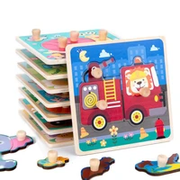 montessori toys wooden puzzle cartoon traffic digital animal jigsaw puzzle board game educational toy puzzles for kids