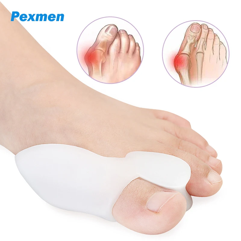 

Pexmen 2Pcs/Pair Gel Toe Separator Bunion Bone Ectropion Adjuster Toes Outer Appliance Foot Care Tools Hallux Valgus Corrector