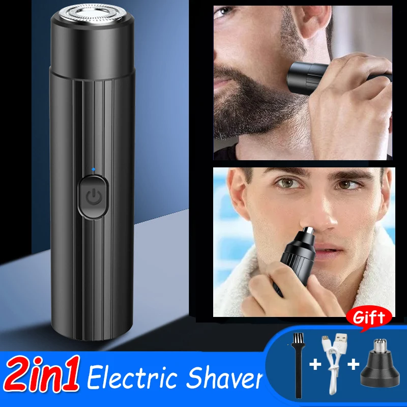 

Портативная карманная Мужская машинка для стрижки волос, бритва 2 в 1 для бороды, носа, ушей, ушей, мини-инструмент для стрижки лица