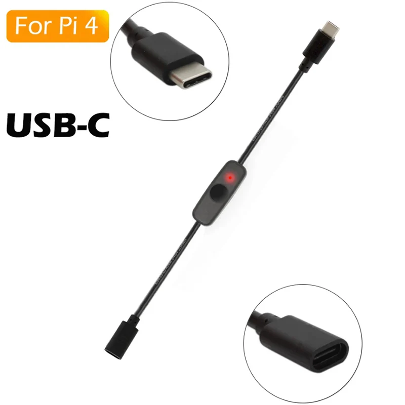 Переключатель питания USB Type C со световым индикатором папа-мама Удлинительный