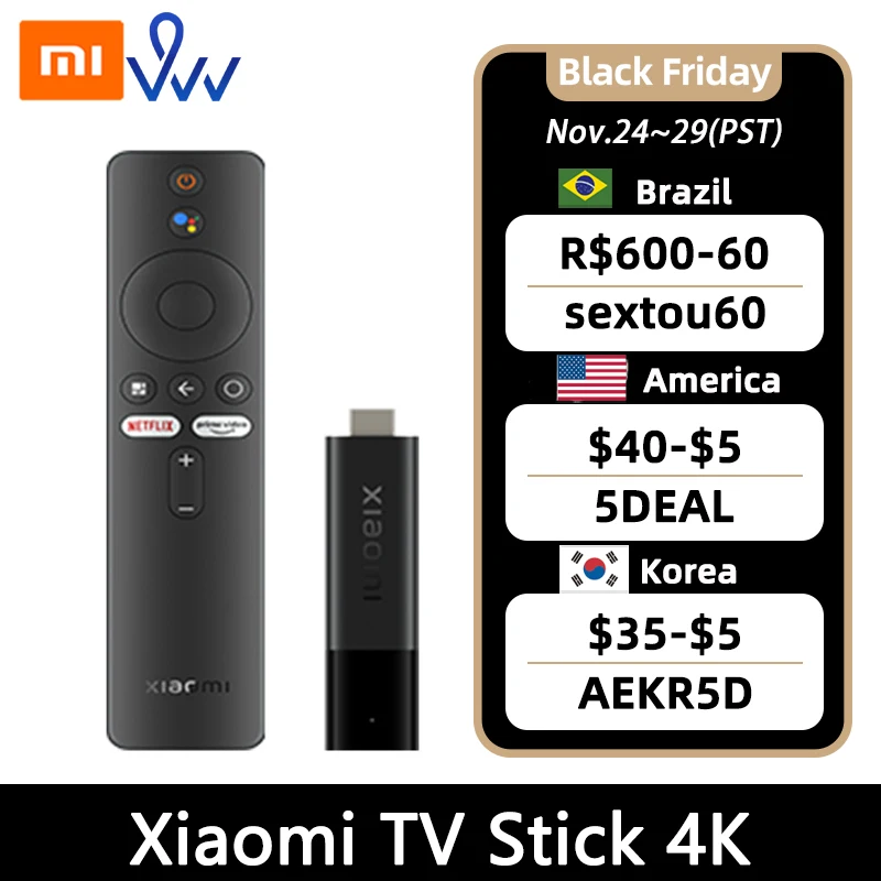  Newest Xiaomi Mi TV Stick 4K Android TV 11 HDR Quad Core 2GB+8GB Bluetooth 5.0 Wifi Google Assistant Global Version 