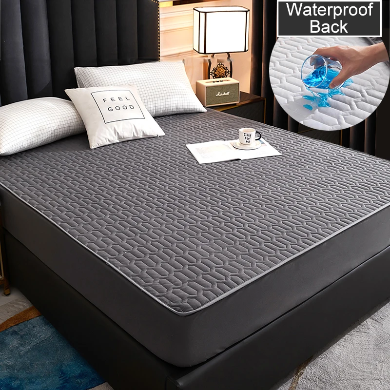 

Water Proof Quilted Fitted Cover Breathable Noiseless Quilting Process Sheet Modern Style Anti-Slip Dustproof Mattress Protector