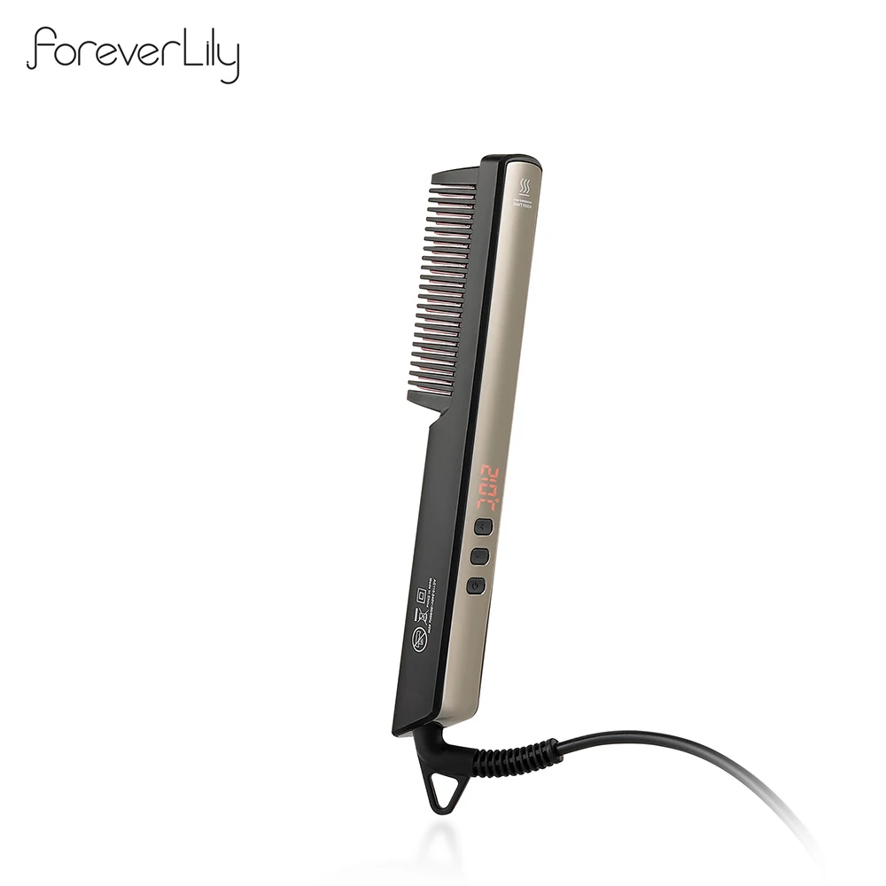 

2 -IN-1 Hair Curler Straightener Brush Anti-Scald Heating Styling Comb Negative Ion Hair Smooth Straightening Curling Brush