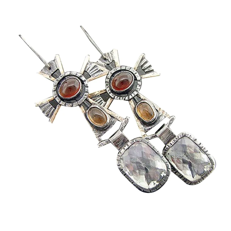 

Vintage Geometric Gem Earrings Drop Earrings For Women Employee Benefits