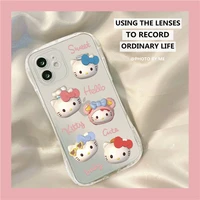 sanrioed hellokittys girl cartoon mobile phone case ins style suitable for apple 13promax iphone12 anti fall 11 protective cover