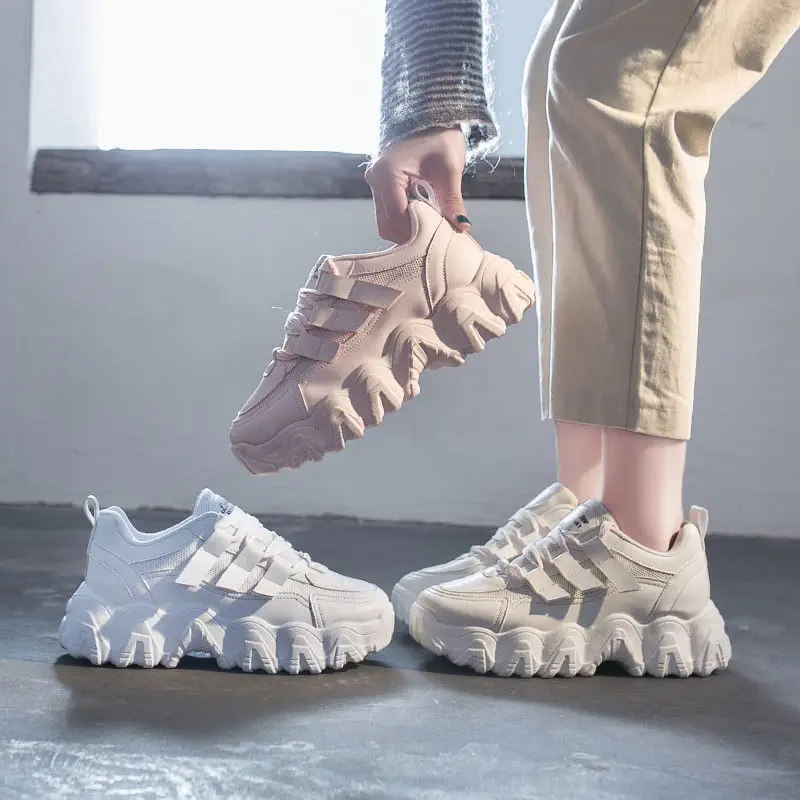 2023 spring and summer new thick soles increase casual versatile student sports shoes women's shoes