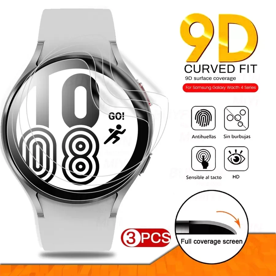 

3Pcs 9D Hydrogel Protective Film For Samsung Galaxy Watch 4 40mm 44mm Watch4 Classic 42mm 46mm Full Screen Protector Not Glass