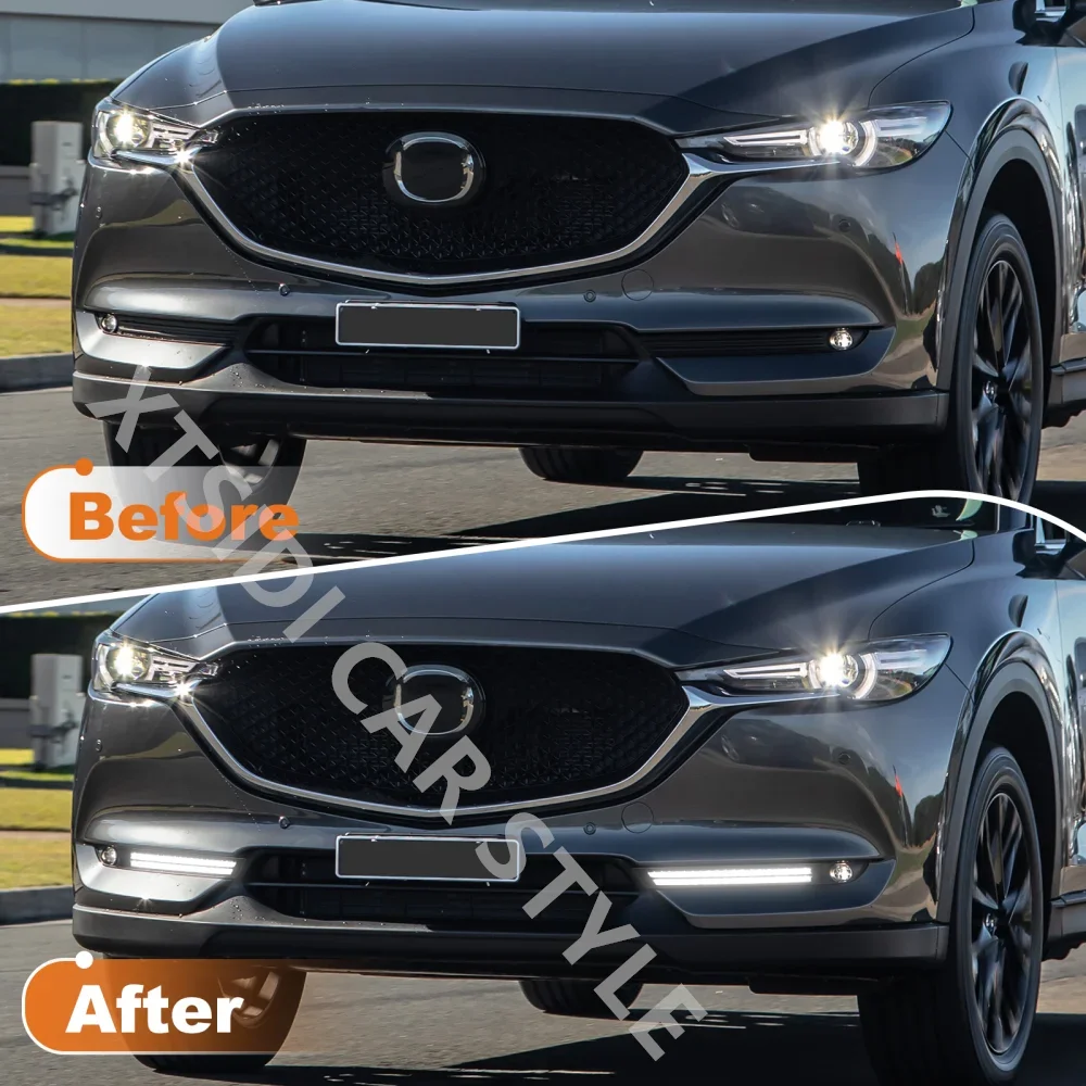 Фото XTSIDI указатели поворота для Mazda CX5 CX-5 2021 2017-2020, противотуманные фары, светодиодные дневные ходовые огни, передний бампер, авто светодиодные фонари №4
