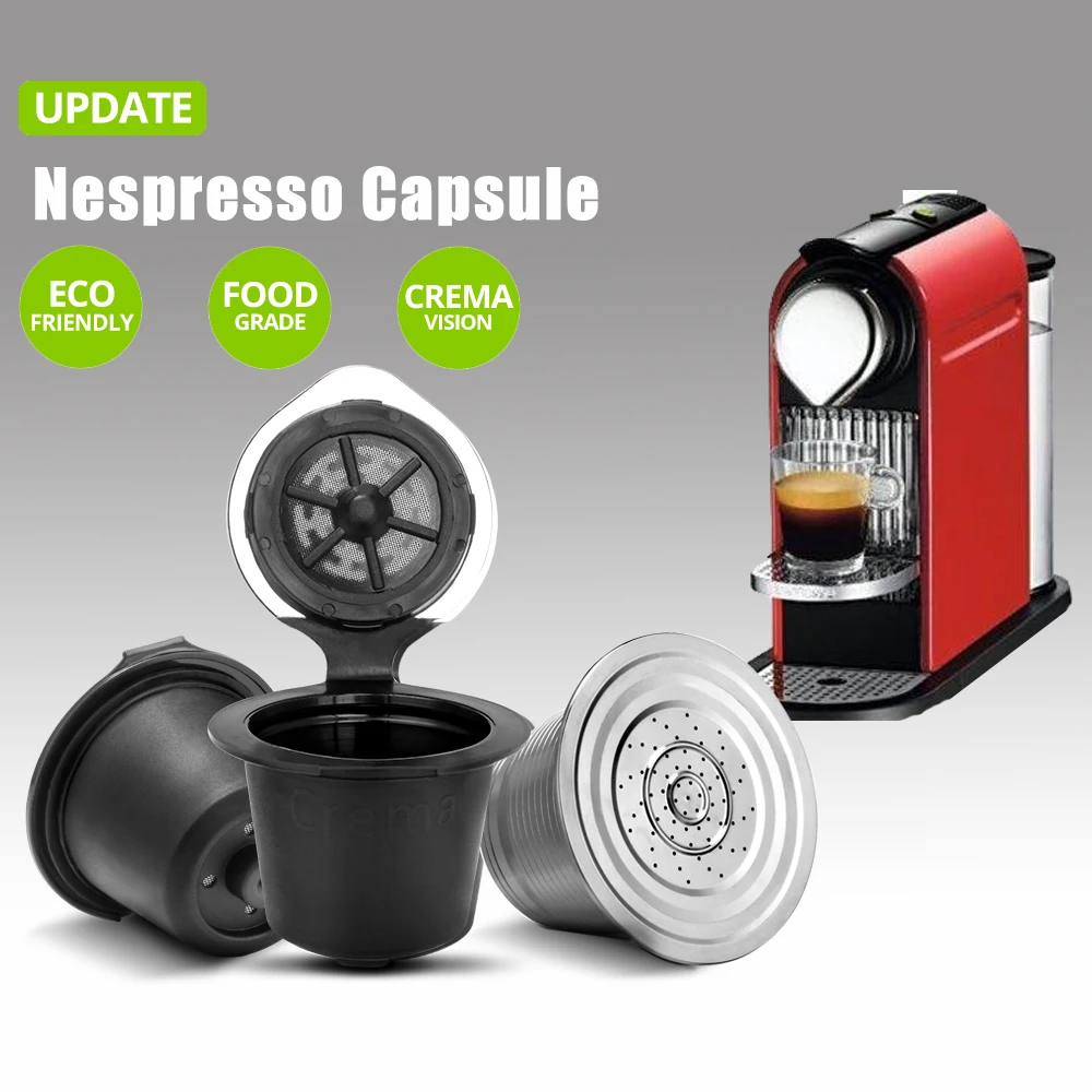 

Upgraded Version Coffee Capsules Filter Cup Refillable Reusable Coffee Capsule Pods For Nespresso Machines Spoon Tea Baskets