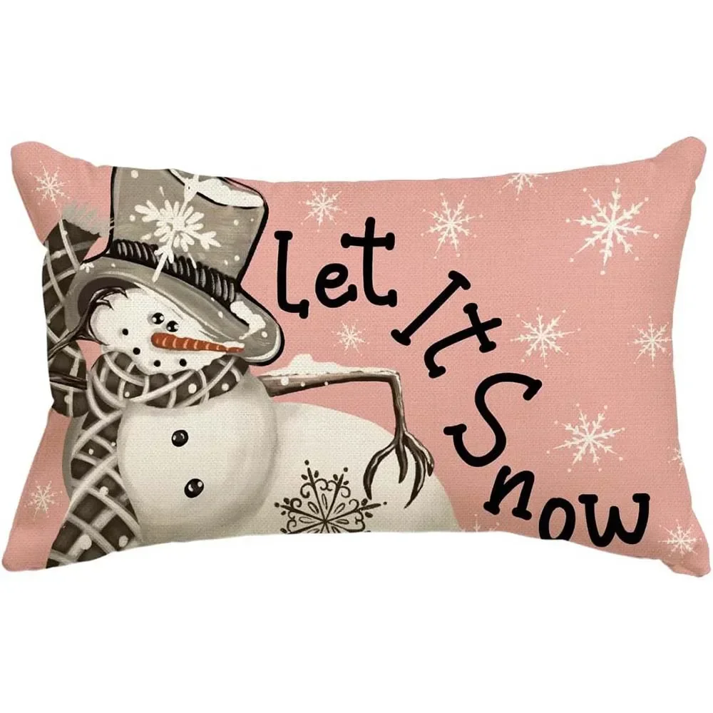 Рождественский простой льняной чехол для подушки домашний диван декор спальни с