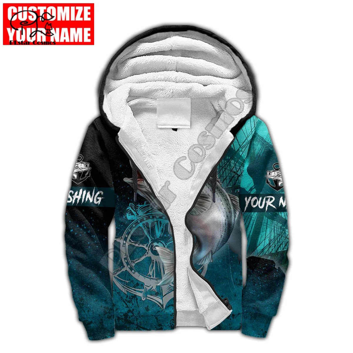 NewFashion Customize Raper Fishing Animal Fisher Harajuku 3DPrint Men/Women Streetwear Winter Coat Fleece Jacket Zip Hoodies A1