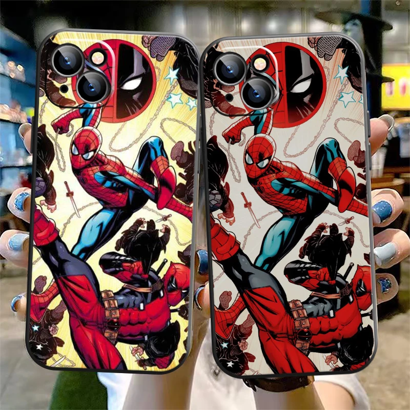 

Marvel Spider-Man Phone Case For iPhone 13 12 11 Pro 12 13 Mini X XR XS Max SE 6 6s 7 8 Plus Black Back Coque Carcasa Soft