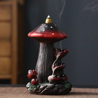 mushroom shape incense burner creative resin incense holder portable home decor waterfall backflow censer crafts ornaments