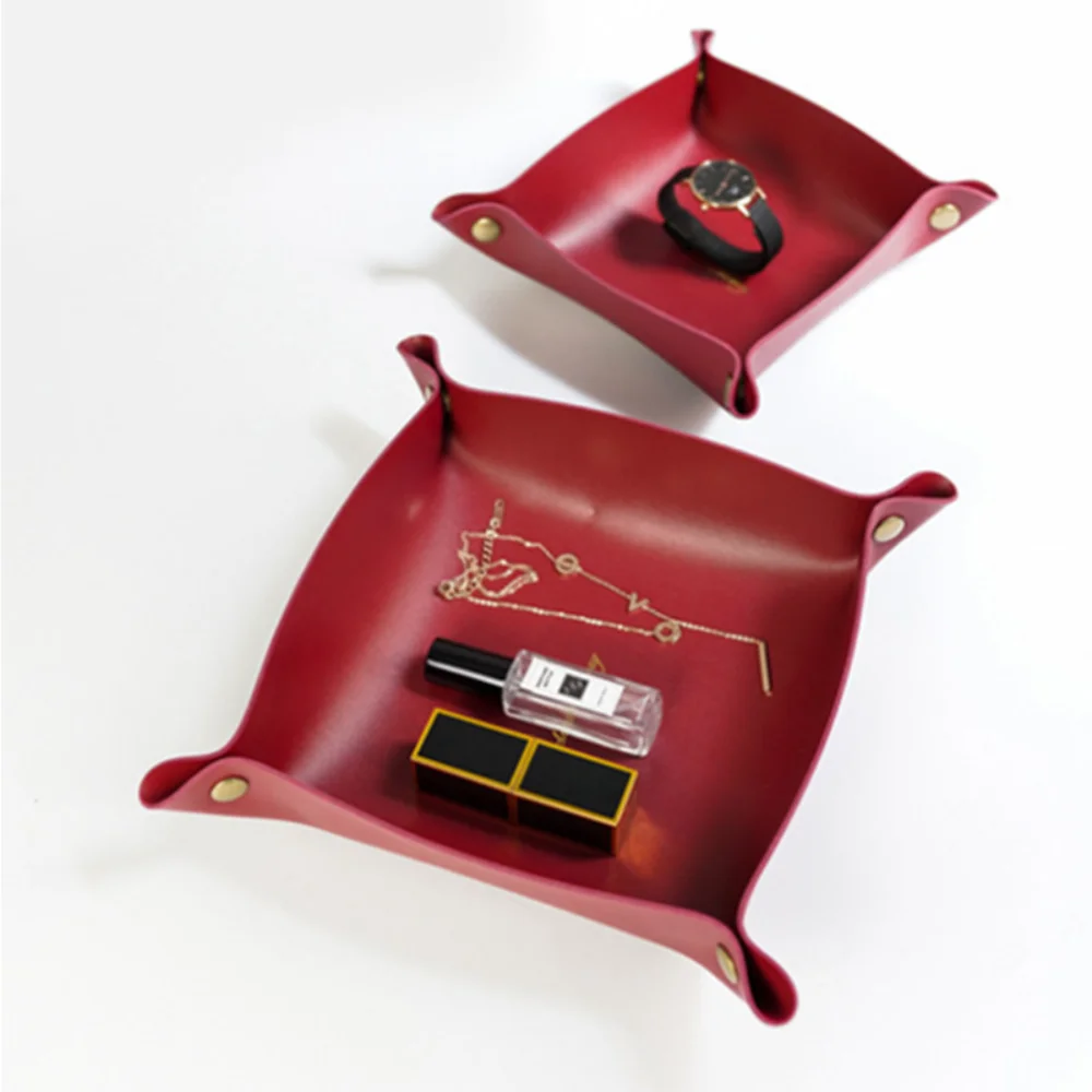 

Desktop Storage Tray Leather Key Plate Home Decoration Dice Tray key Wallet Coins PU leather folding Storage Box Wholesale