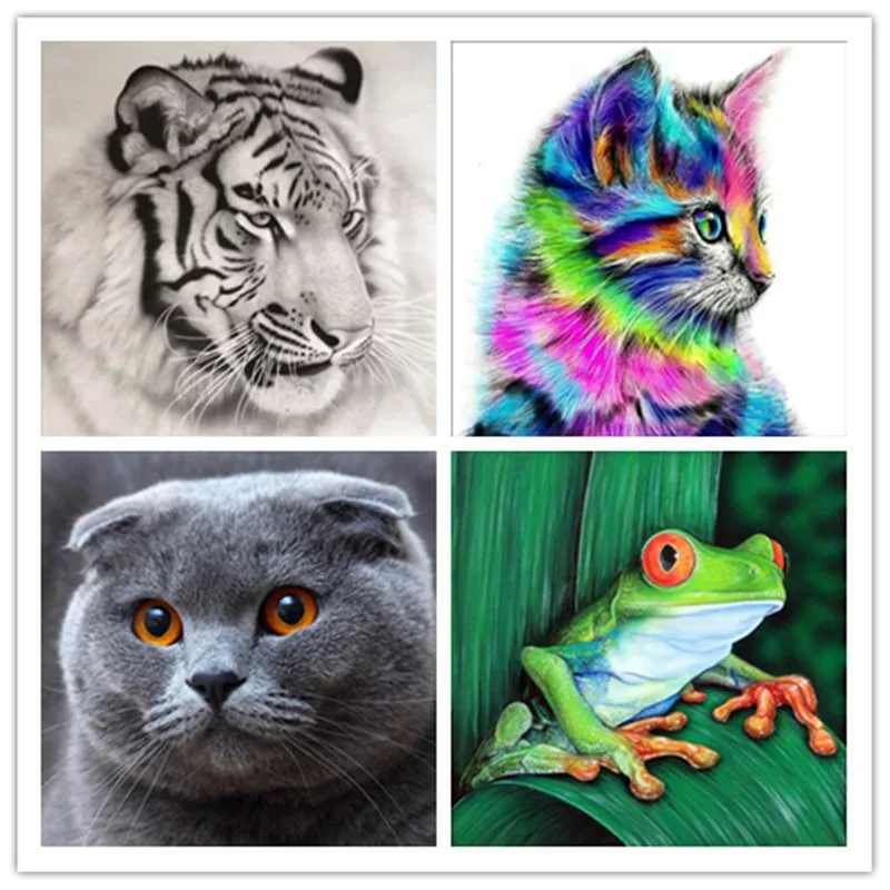 

5D Diamond Painting Cat Tiger Frog Full Full Diamond Embroidery DIY Animal Mosaic Art Rhinestone Home Decor Cross Stitch Gift