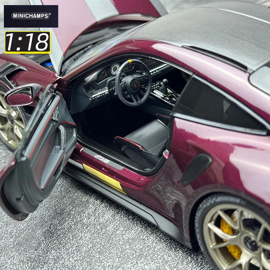 Мини-лампы масштаб 1:18 новый PORSCHE 911(992) GT3 RS 2024 модель автомобиля металлическая