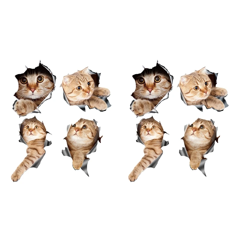 (8Pcs) 3D Cat Car Stickers Decal / Sticker For Window, Truck, Car, Laptop Or Ipad