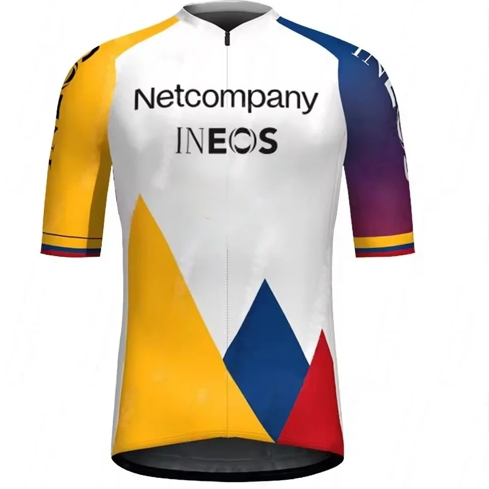 Фото Веломайка с коротким рукавом LASER CUT 2026 Netcompany INEOS Team COLOMBIA для летнего велоспорта + велошорты с лямками (комплект) №3