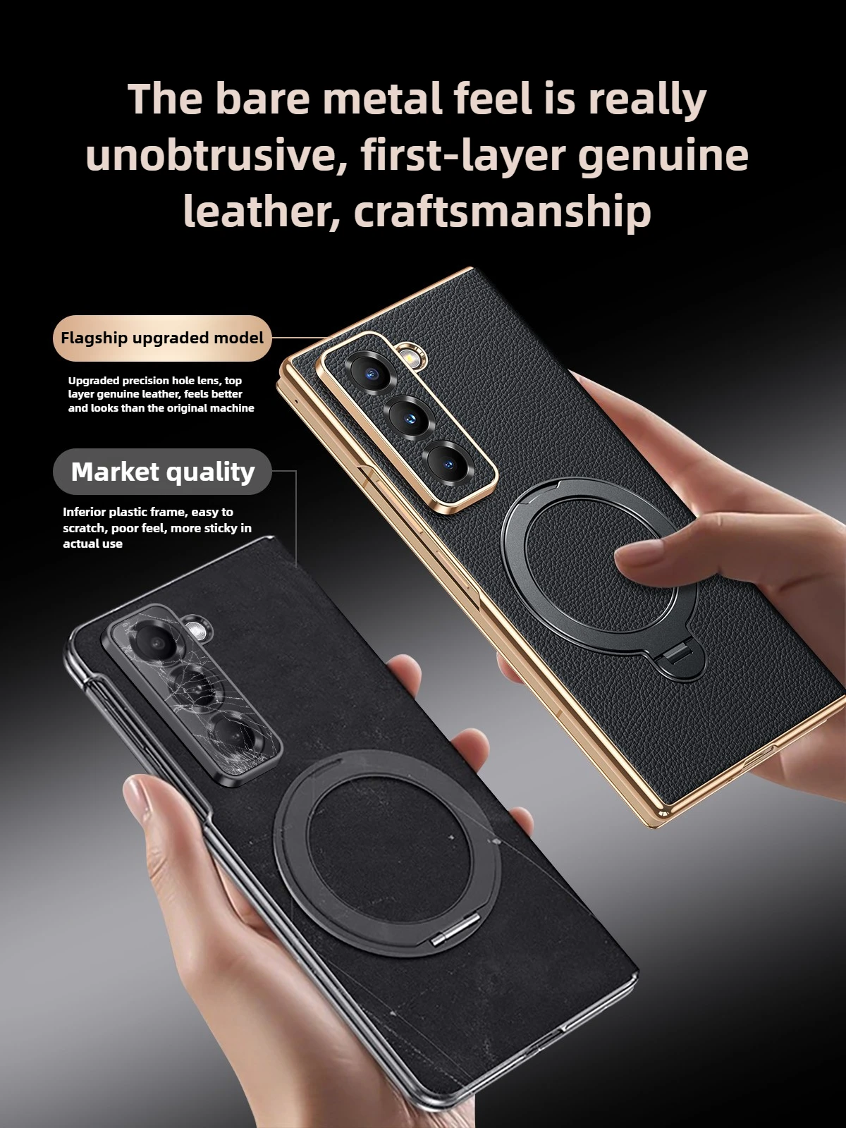 Фото Вращающаяся подставка для Samsung Z Fold 7 5, чехол из натуральной кожи SAM W26, магнитный кожаный чехол с полным покрытием для Samsung Z Fold5 №5