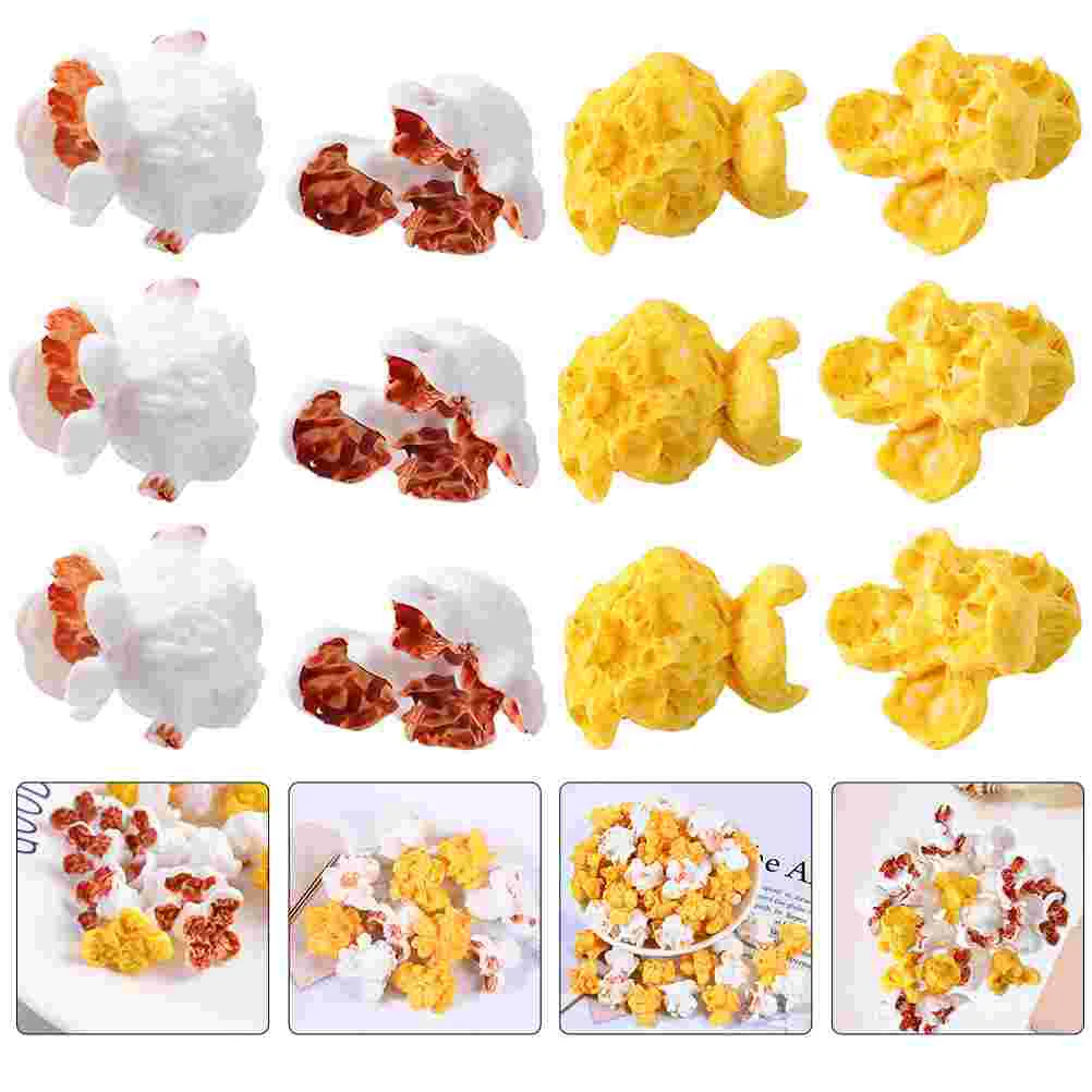 

50 Pcs False Popcorn Fake Fashion Earrings Realistic Artificial Food Props Lifelike Charm Christmas Tree Decor