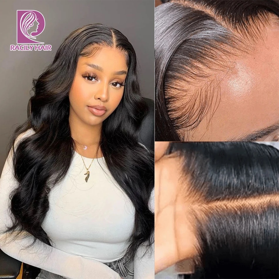 

Racily Hair Body Wave Wigs 5x5 Lace Closure Brazilian Human Hair Wig Natural Color for Women Pre Plucked Transparent Lace Wig