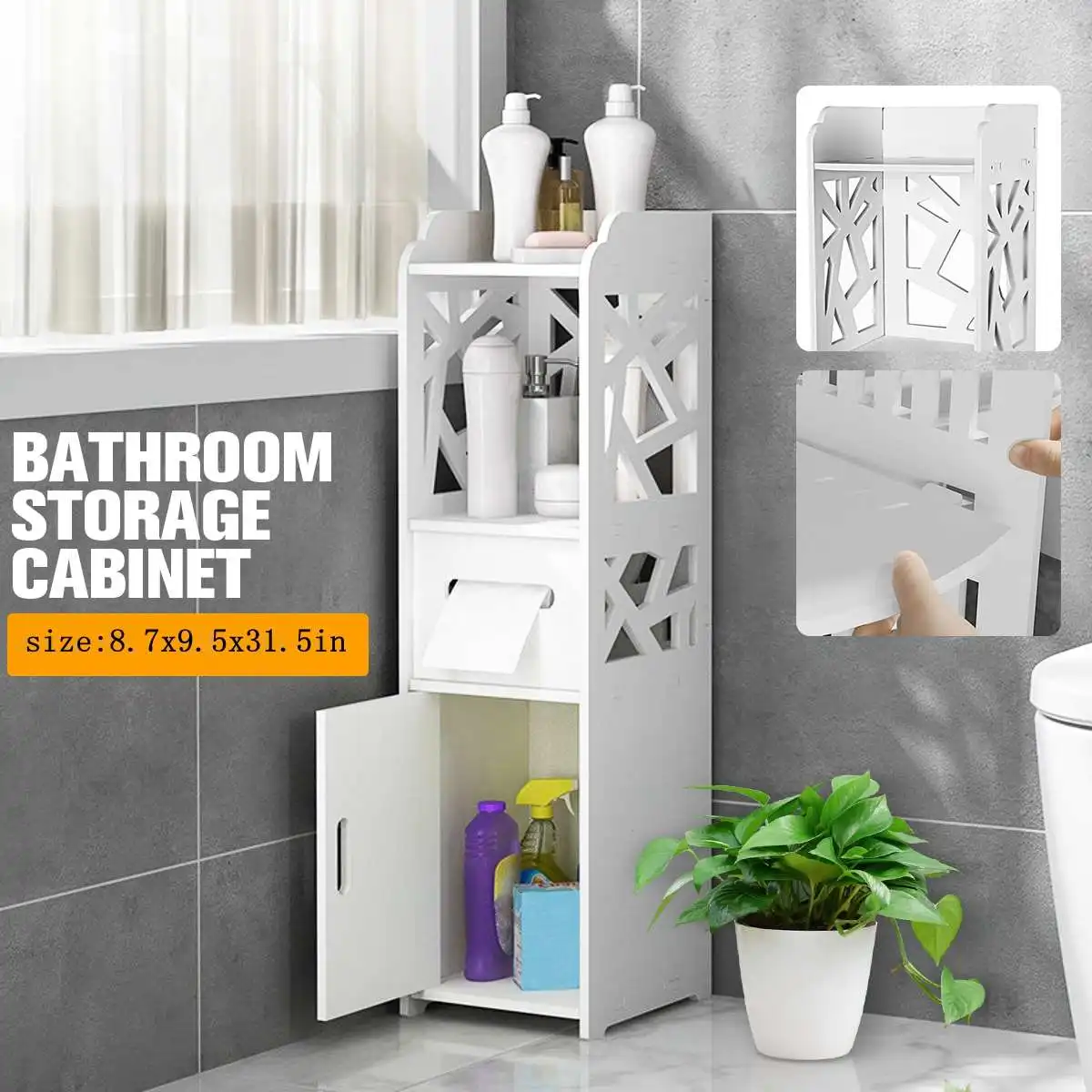 

Bathroom Vanity Floor Standing Shelf Storage Cabinet Washbasin Shower Corner Shelf Sundries Home Furniture Storage Racks DIY