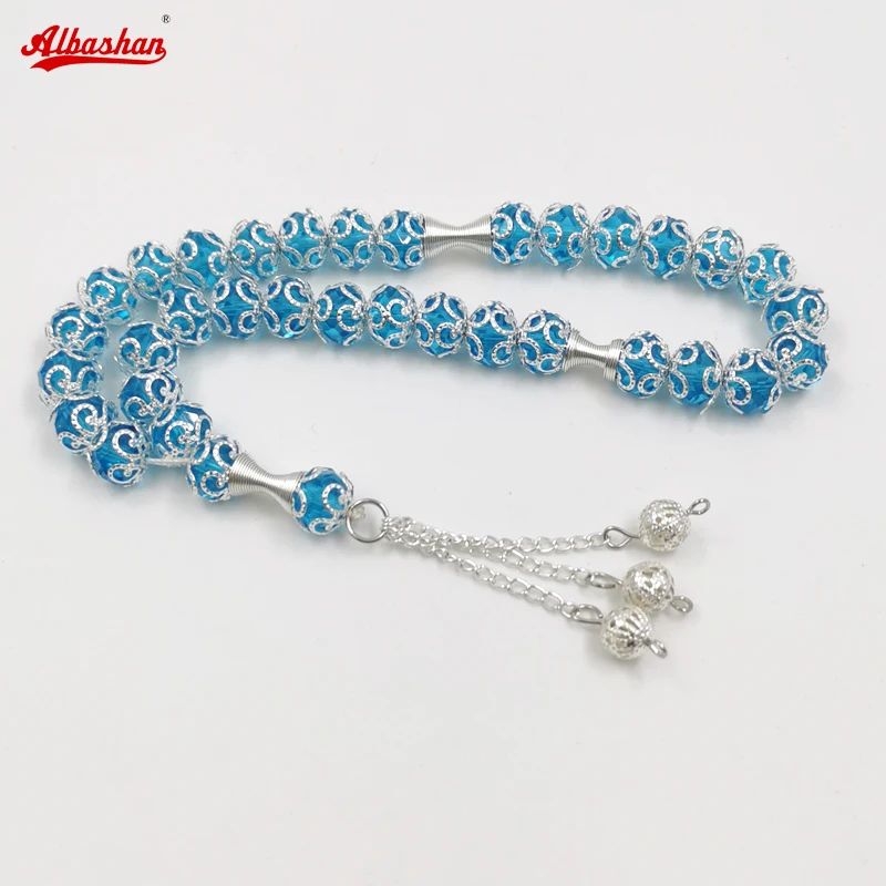 

Tasbih Blue crystal muslim prayer bead islamic eid gifts misbaha arabic fashion accessories turkish jewelry 33 beads bracelet