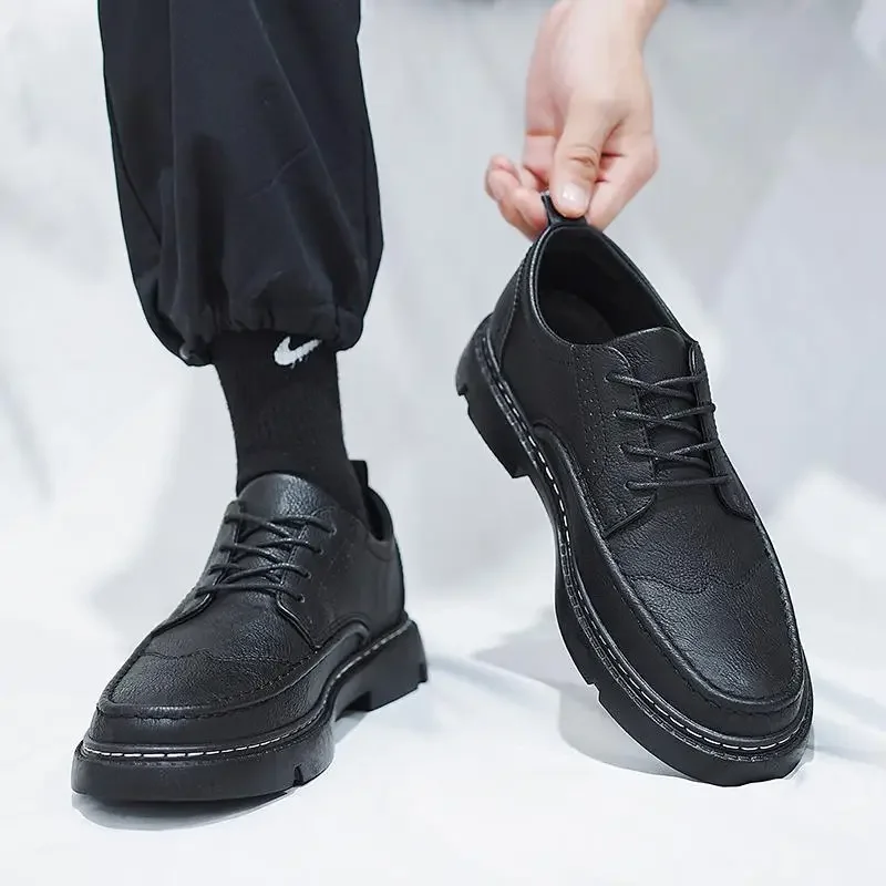 

Мужская кожаная обувь, новинка 2023, модные весенние дышащие туфли для мальчиков, модная обувь, весенняя обувь для отдыха, обувь для скейтборда