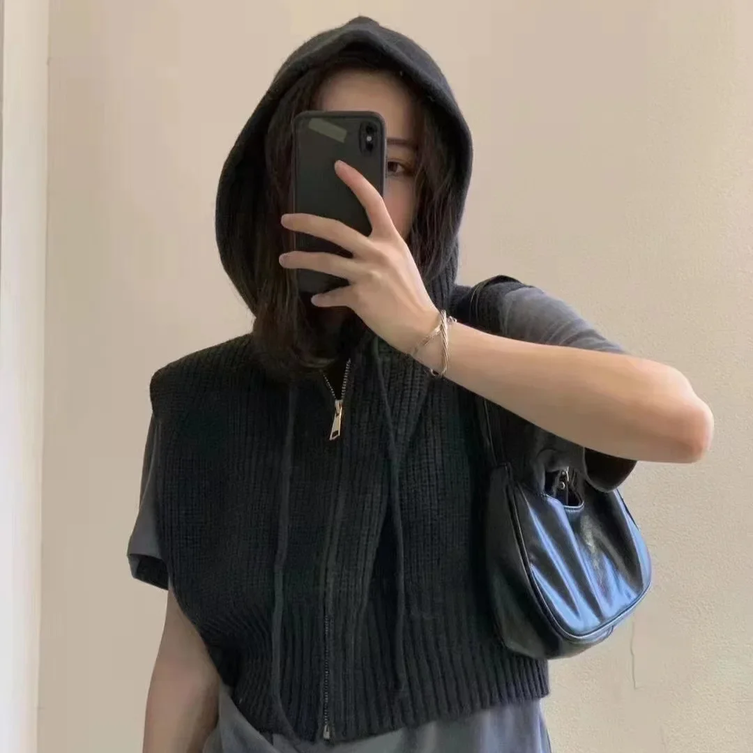 Ранняя осень 2023 корейский шикарный укороченный жилет с завязками на шнурке