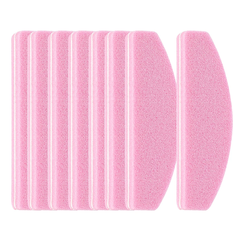 

10pcs Square Half Moon Sponge Nail File 100/180 Grit Double-Side Nail Files Washable Nail Buffering Files Salon Manicure Tools