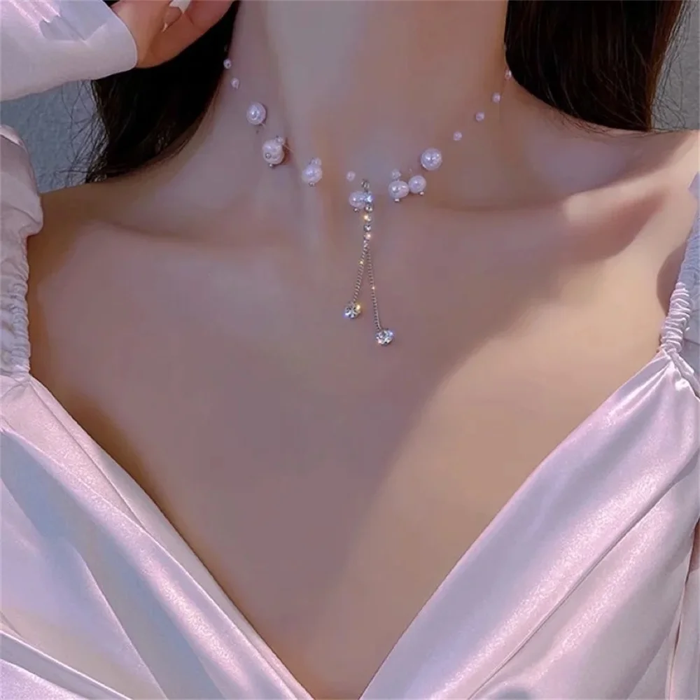 

Luxury Pearl Necklace for Women's New Fashion Style Elegant Small Design Sense Collar Chain All-Matched Choker