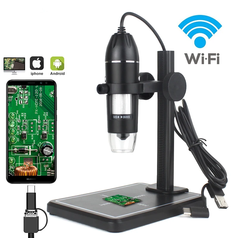 

Professional USB Digital Microscope 1000X 1600X 8 LEDs 2MP Electronic Microscope Endoscope Zoom Camera Magnifier Lift Stand