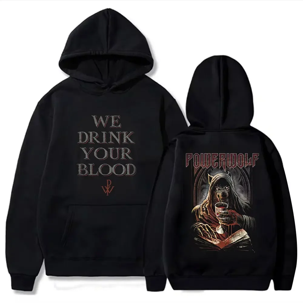 Фото Новая модная мужская толстовка Via Dolorosa Black от Powerwolf, пуловер большого размера с графическим рисунком, молодежная уличная одежда, винтажные толстовки, топ унисекс №1