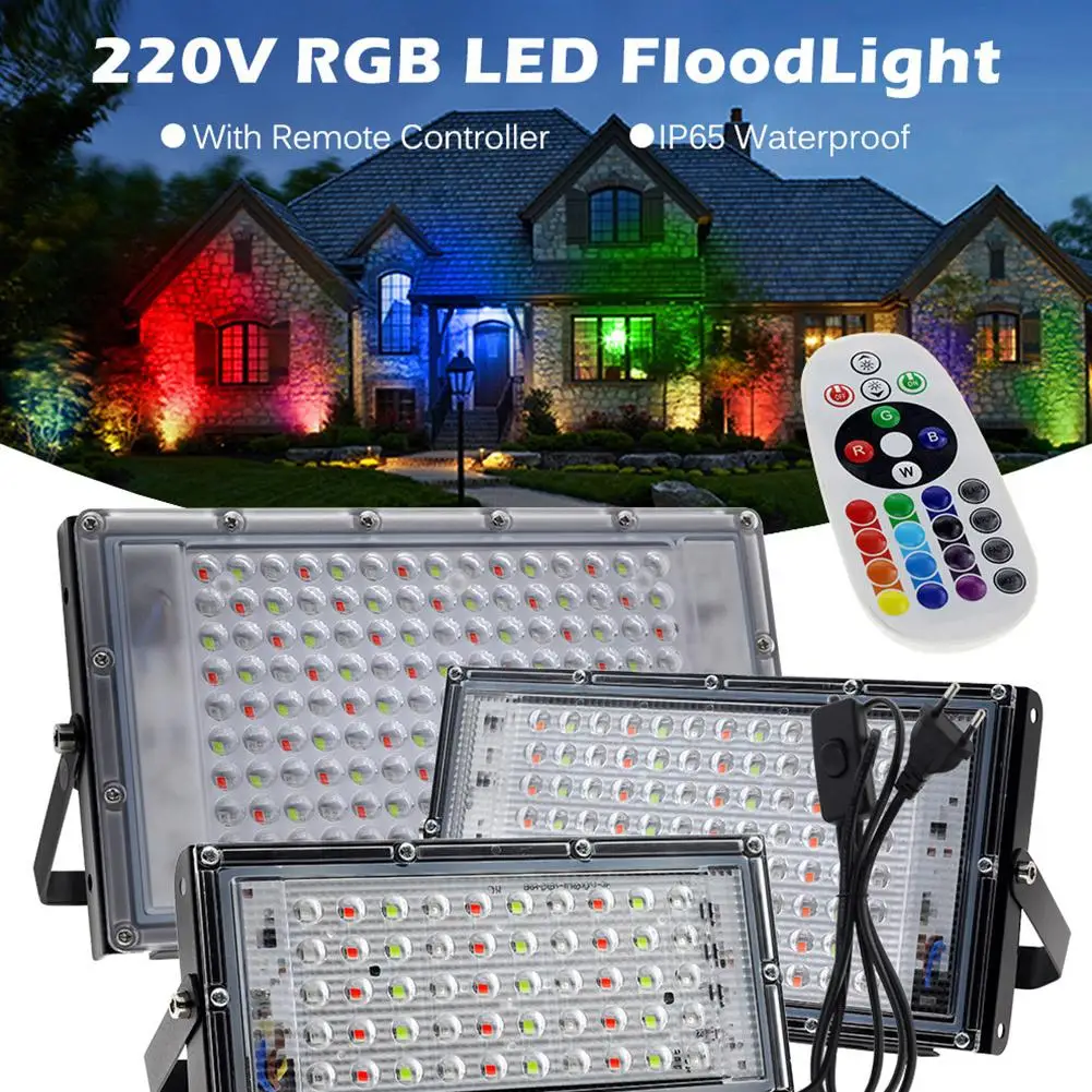 

LED Flood Light 50W 100W 150W Outdoor Floodlight White Warm White RGB Outdoor Spotlight Waterproof Street Lamp Garden Lighting