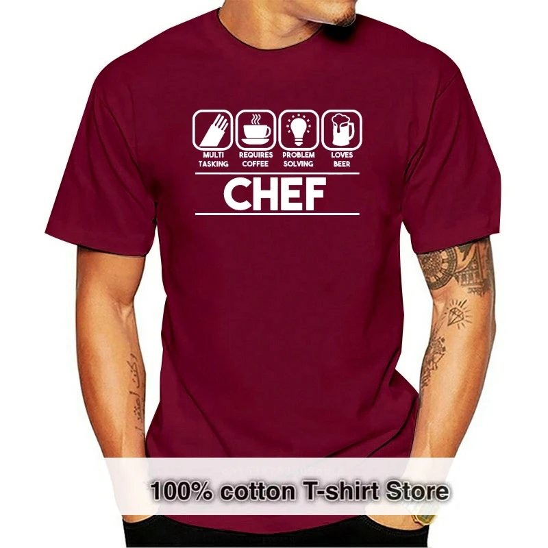 

Man's T-Shirt Summer Fashion O-neck Short Sleeve Top Clothing Cotton hip-hop Chef Whites Humour Commis Work Cook Head T Shirt