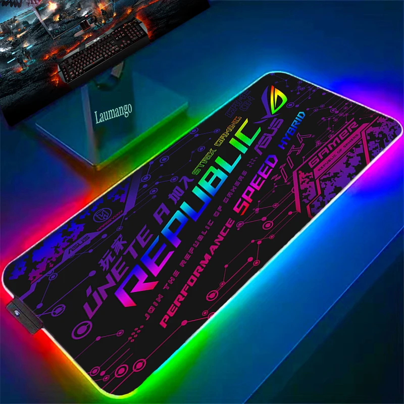 Asus Rog RGB Mousepad Xxl Gaming Accessories Large LED Mouse Pad Luminous Keyboard Desk Protector Pc Gamer With Wire Backlit Mat