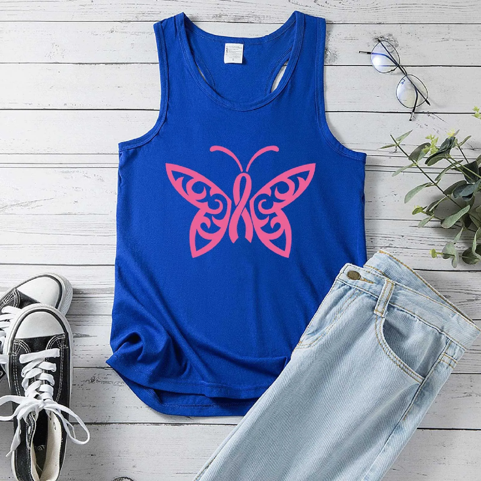 

Stylish Street Style Womens Sleeveless Tops Women Sexy Loose T-shirt Vest Summer 3d Butterfly Print Sleeveless Tops Female