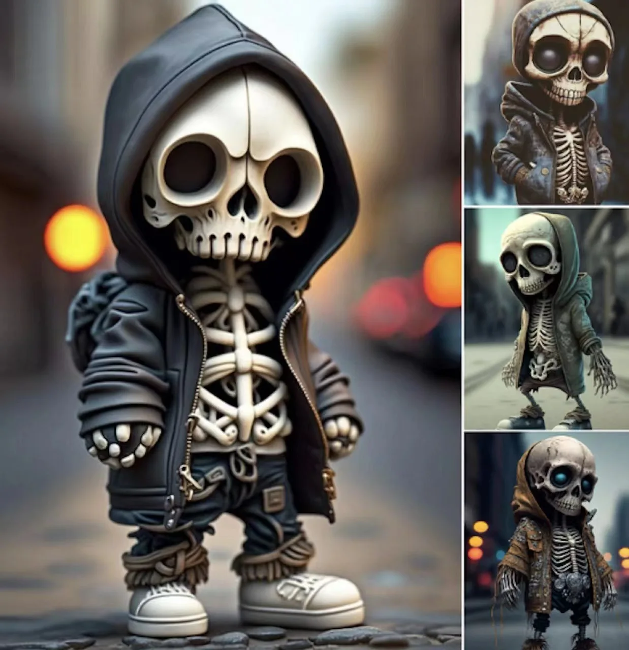 

New Halloween Skeleton Doll Resin Ornament Cool Skeleton Figurines Alien Ghost Festival Cartoon Party Living Room Decoration