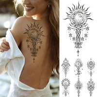 waterproof temporary tattoo sticker moon sun mandala mehndi lotus henna totem flash tatto women men back body art fake tattoos
