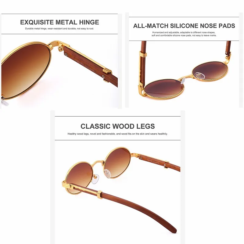 Солнцезащитные очки с деревянными дужками UV400 для мужчин и женщин