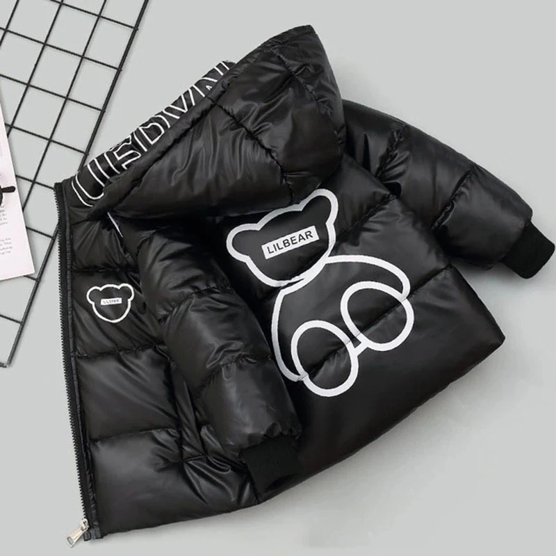 

Детский пуховик с капюшоном, на белом утином пуху