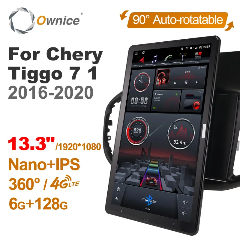 

1920*1080 Ownice Android10.0 for Chery Tiggo 7 1 2016-2020 Car Radio Video Audio 13.3'' Rotatable 360 6G 128G Tesla Style