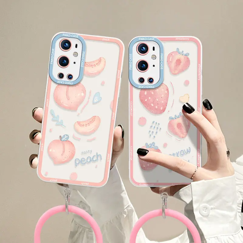 

Cartoon Phone Case For 1+ OnePlus 9 8 Pro 9R 9RT 8T OnePlus9 Pro Soft Silicone Case Shell Camera All Inclusive Cover With Strap