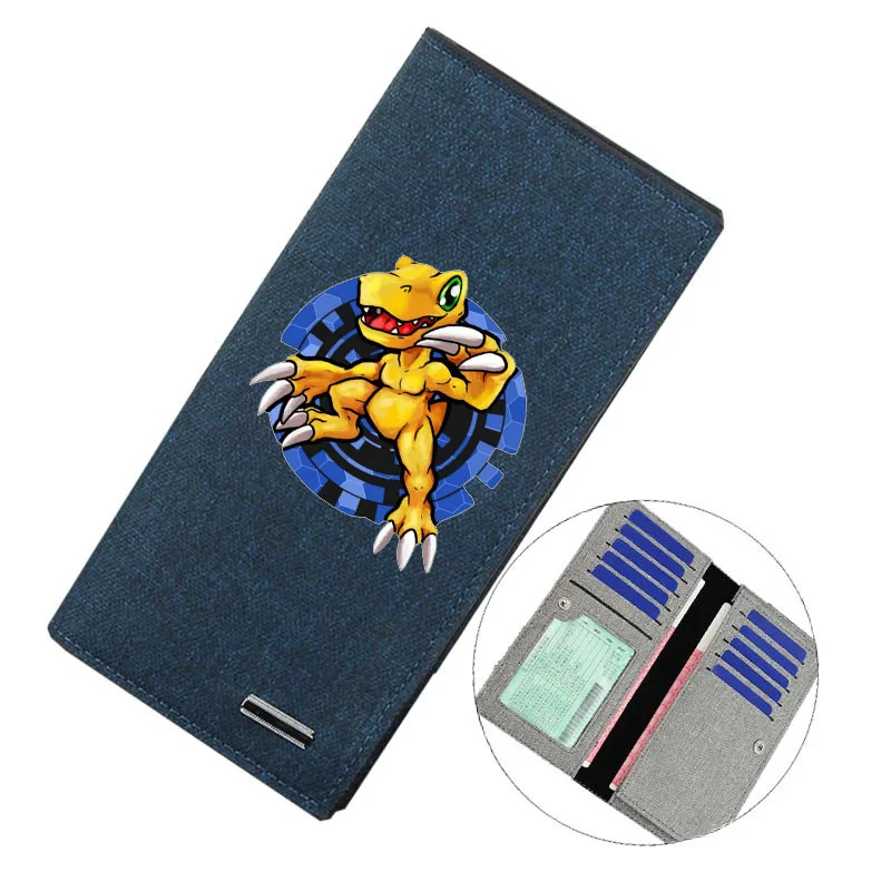 

Длинный кошелек с мультипликационным рисунком, кошелек в стиле аниме Digimon Adventure, портативный многофункциональный бумажник из холста с идент...