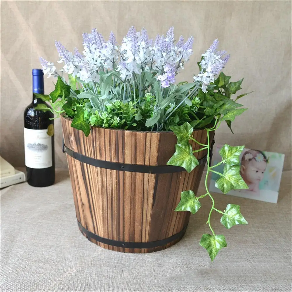 

NEW Small Barrel Primaries Small Wooden Ornamental Flower Pot Vintage Wooden Succulents Box 10x12x9cm Wholesale