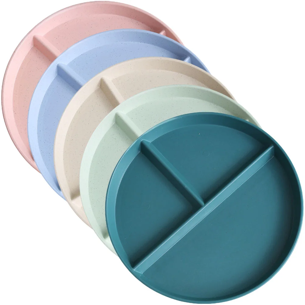 

5 Pcs DIVIDED PLATES FOR ADULTS Plastic Dinner Kids Tray 3 Compartment Trays Pp Lunch
