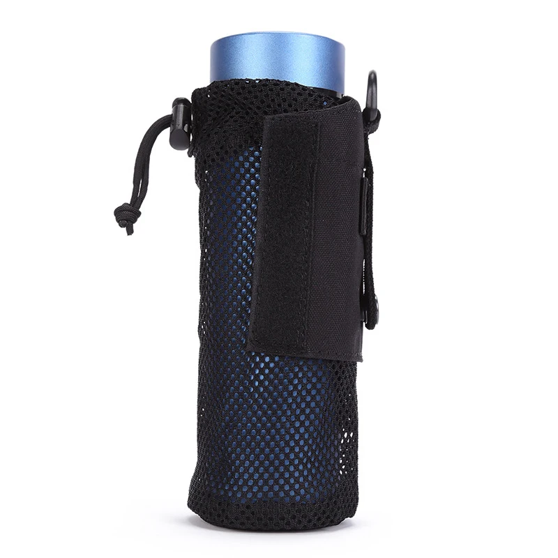 

Water Bottle Pouch with Straps Belt Clip Carabiner Foldable Mesh Holder Bag for Travel Fishing Hunting Hiking